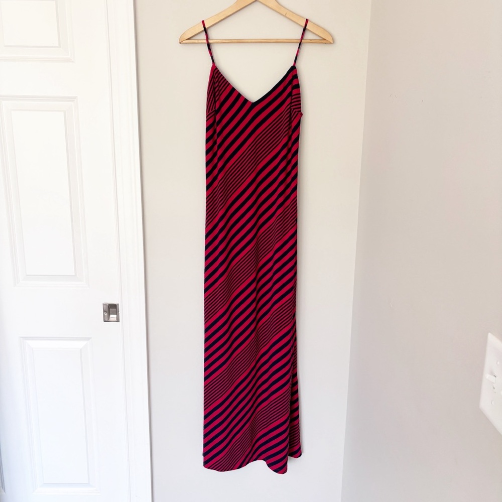 RALPH LAUREN red and blue striped maxi dress sz. L - Picture 2 of 5